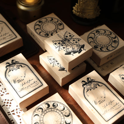 Maple upgraded Bell and compass Stamp base Retro Wooden Notebook Rubber Stamp