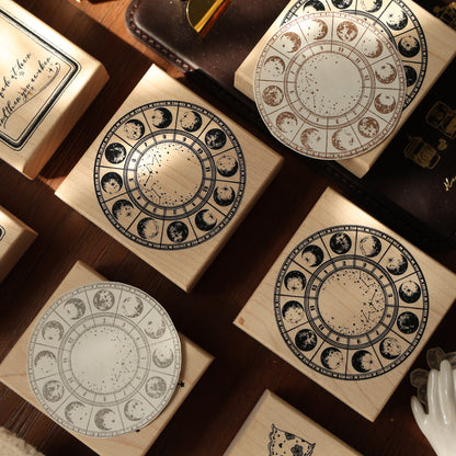 Maple upgraded Bell and compass Stamp base Retro Wooden Notebook Rubber Stamp