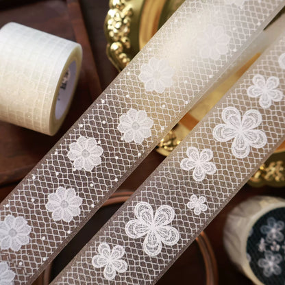 Plain white lace Light retro base tape handbook material PET washi tape