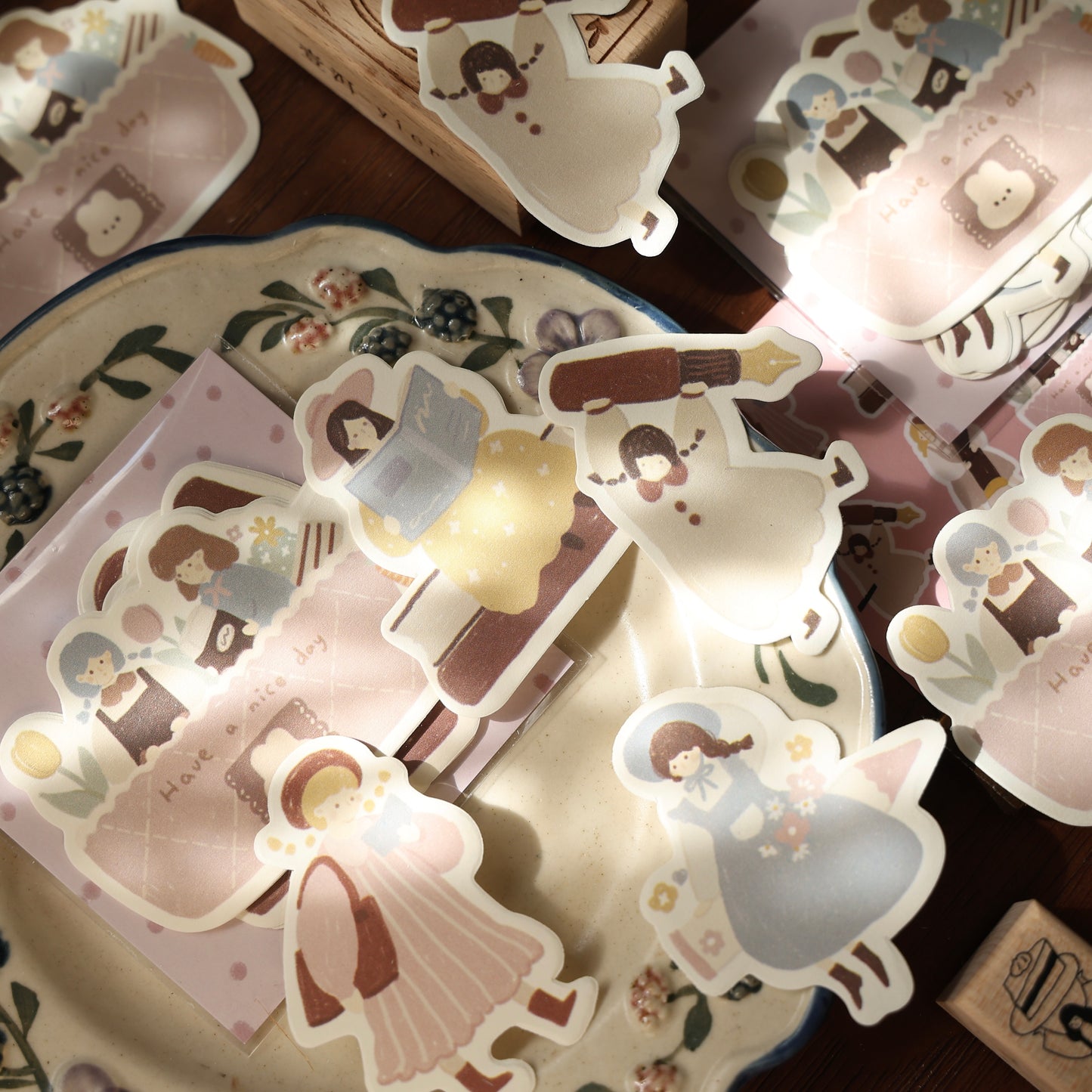 Soft and cute theme light retro handbook sticky notes no glue