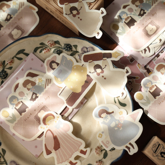 Soft and cute theme light retro handbook sticky notes no glue