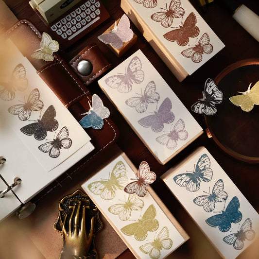 Maple upgraded Ink Butterfly Stamp base Retro Wooden Notebook Rubber Stamp