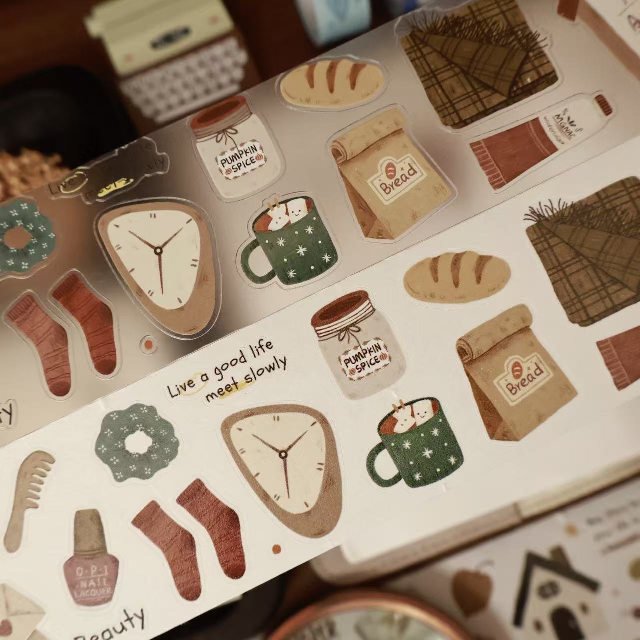 Warm Chestnut Time Collection Masking Tape | Cute  PET / Washi Tape