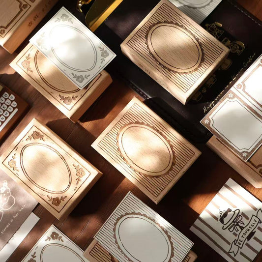 Beech  Retro Border Series Stamp base Retro Wooden Notebook Rubber Stamp