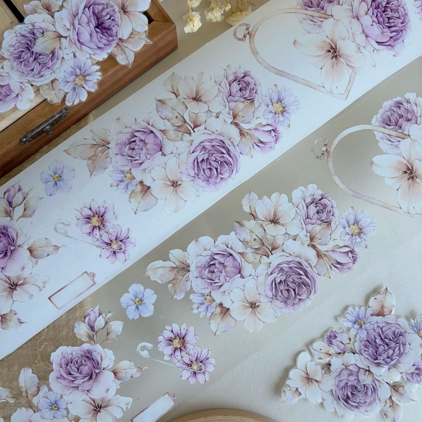 Evening Mountain Purple Rose PET Washi Tape