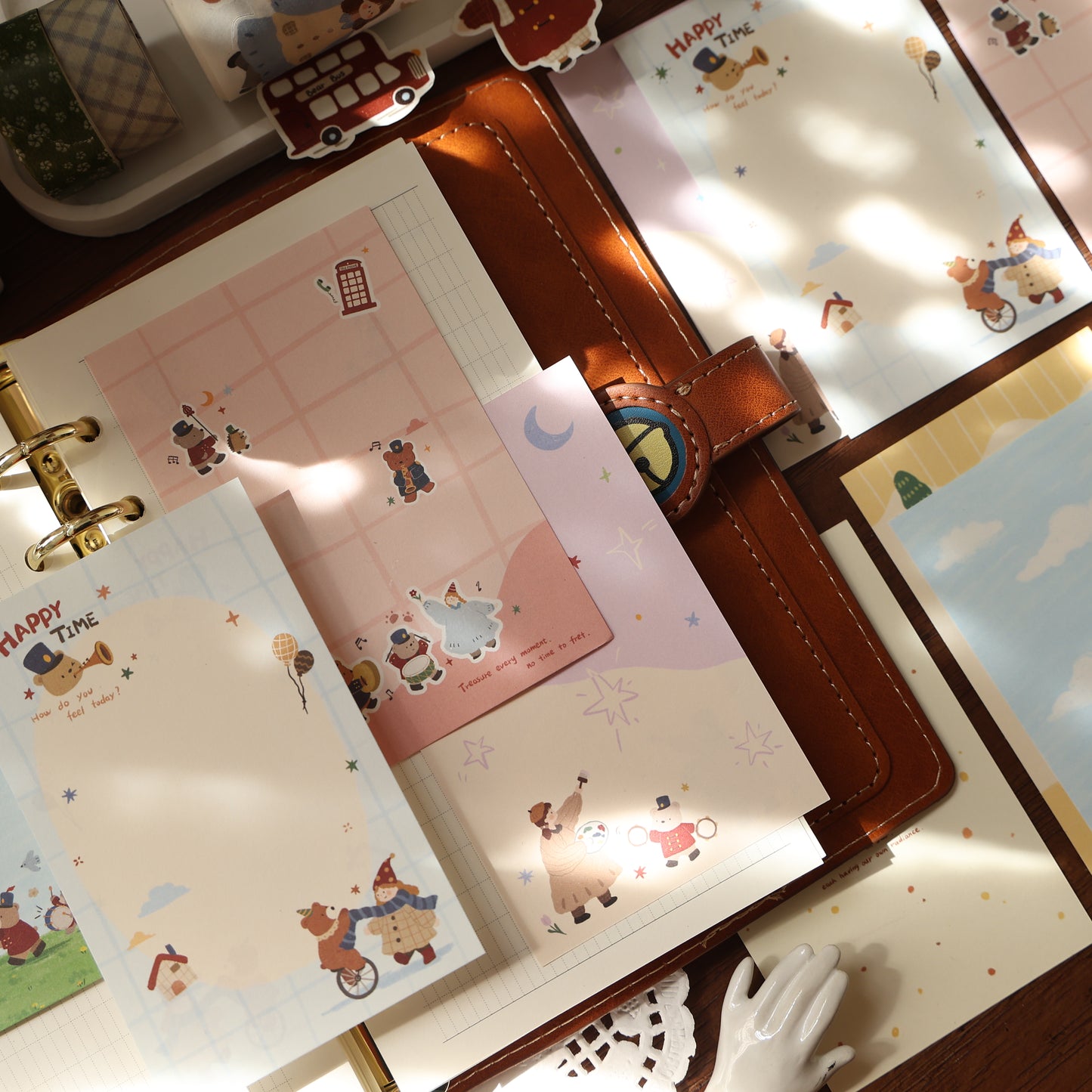 Little Bear Party theme light retro M5 series double-sided printing for dual-use sticky notes