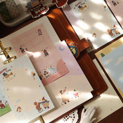 Little Bear Party theme light retro M5 series double-sided printing for dual-use sticky notes