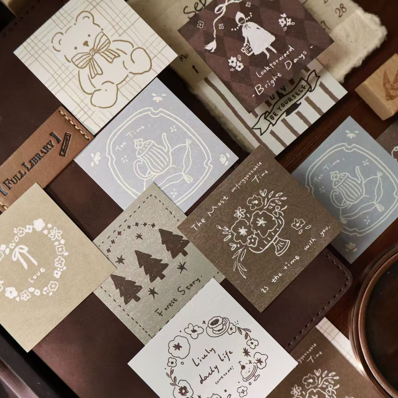 Retro fairy tales and Flower traces theme light retro handbook sticky notes no glue