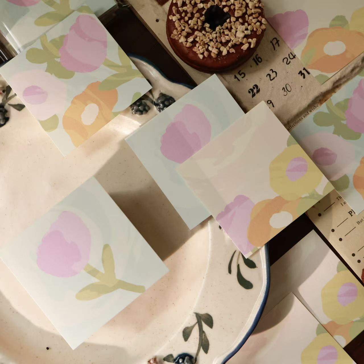 Retro fairy tales and Flower traces theme light retro handbook sticky notes no glue