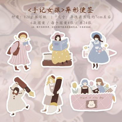 Soft and cute theme light retro handbook sticky notes no glue