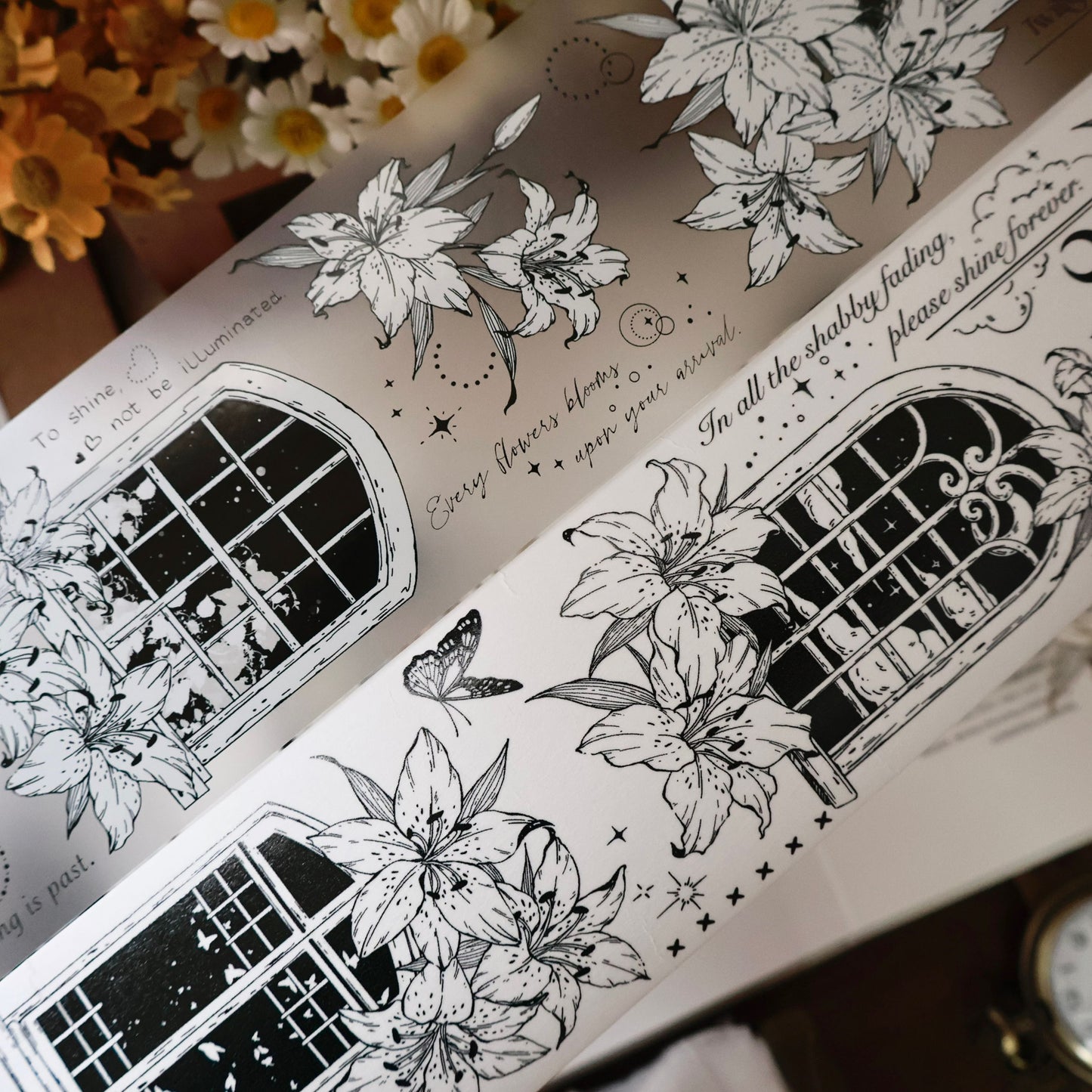 The lily window vintage flower PET and Washi tape