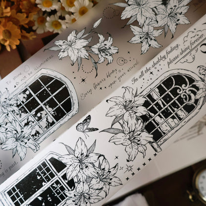 The lily window vintage flower PET and Washi tape