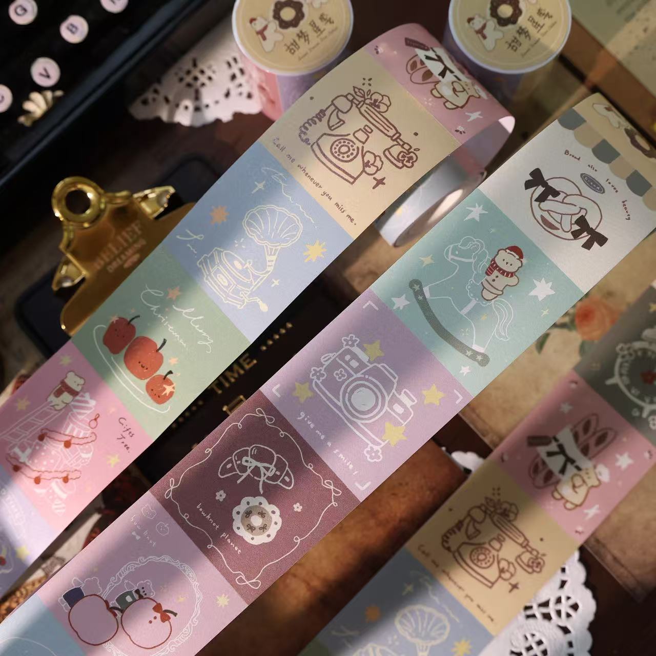 Sweet Dream Star Letter tear note roll with backing paper can be written Light retro Handbook materials