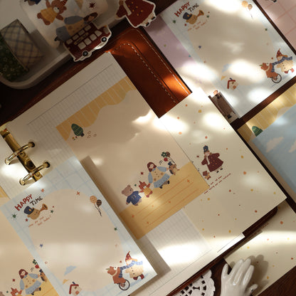 Little Bear Party theme light retro M5 series double-sided printing for dual-use sticky notes