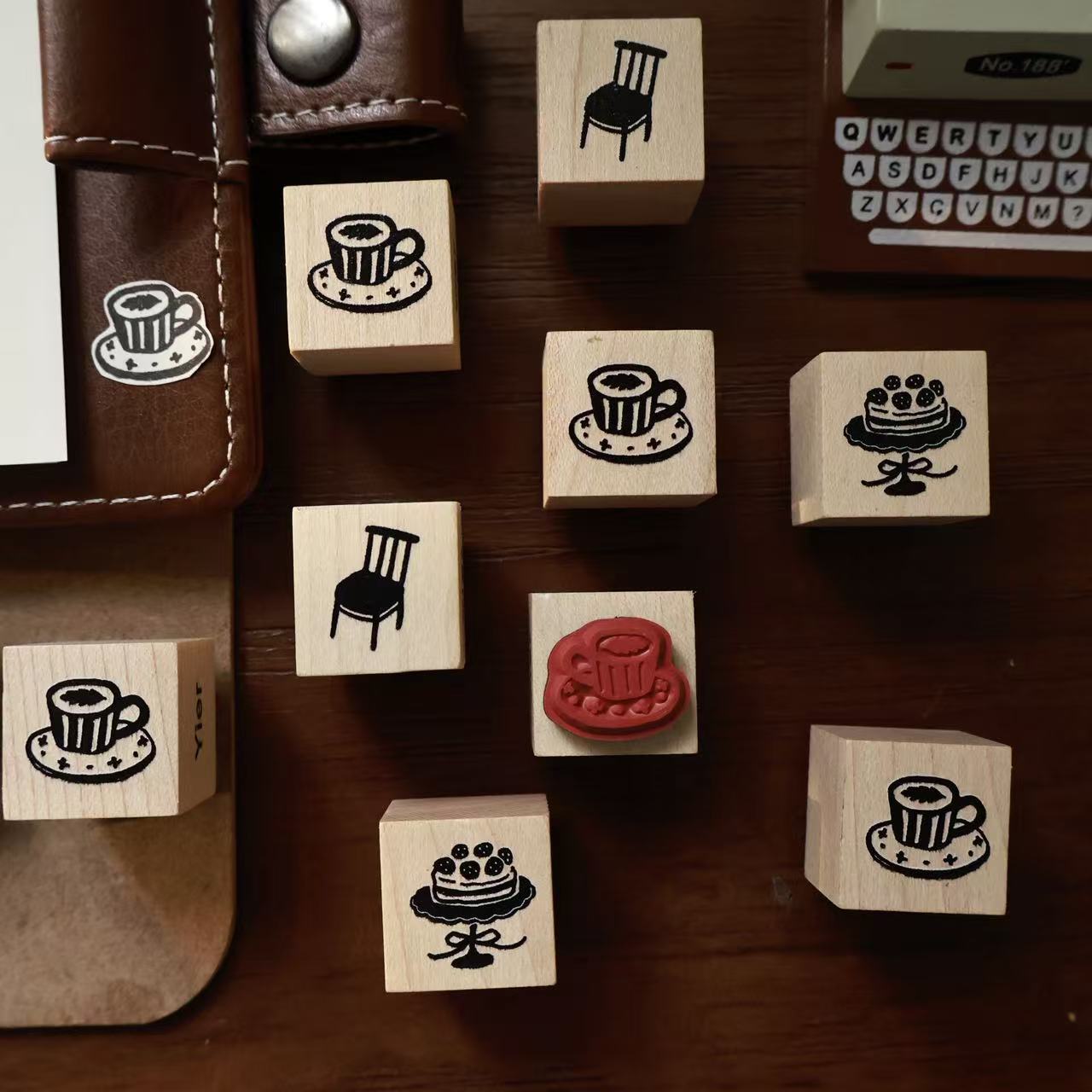 Maple upgraded  Small items Stamp base Retro Wooden Notebook Rubber Stamp