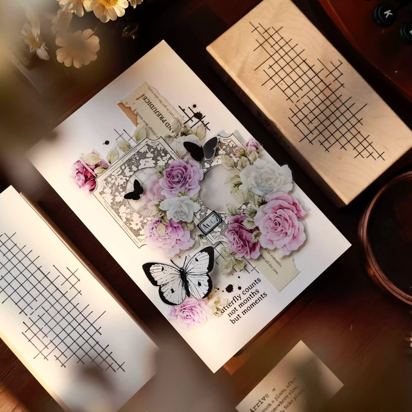 Maple upgraded Basic Big Stamp base Retro Wooden Notebook Rubber Stamp