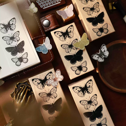 Maple upgraded Ink Butterfly Stamp base Retro Wooden Notebook Rubber Stamp