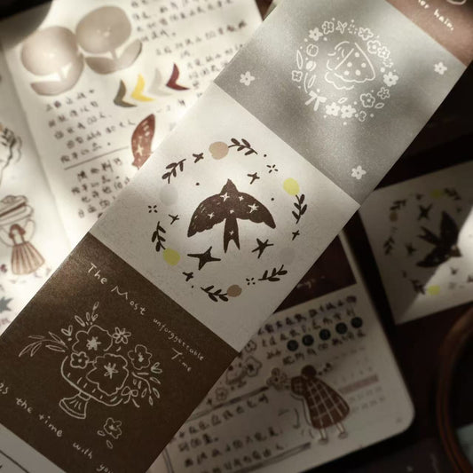 Retro fairy tale tear note roll with backing paper can be written Light retro Handbook materials