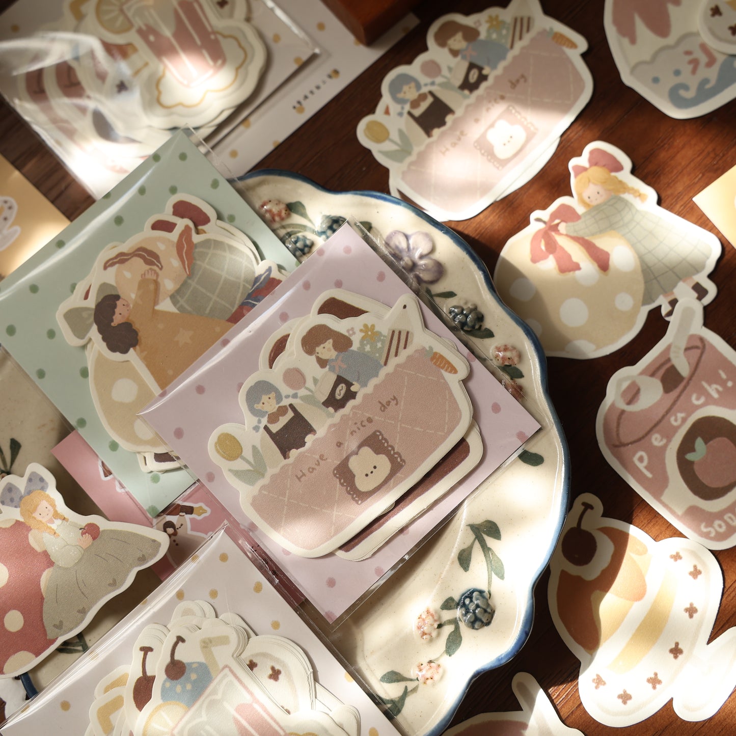 Soft and cute theme light retro handbook sticky notes no glue