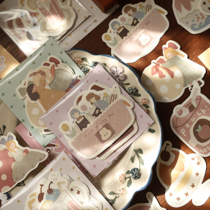 Soft and cute theme light retro handbook sticky notes no glue