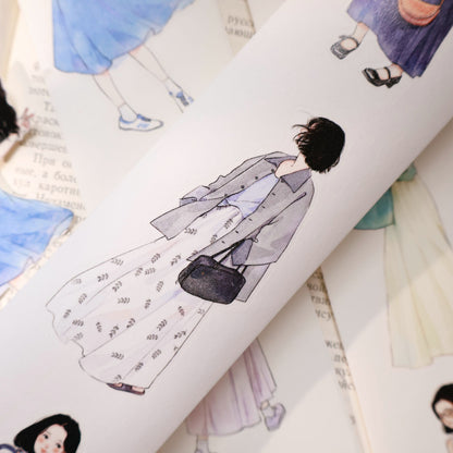 Sweet girl character Retro PET and Washi Paper Tape
