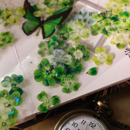 Summer in Moriyu vintage four leaf clover PET and Washi tape