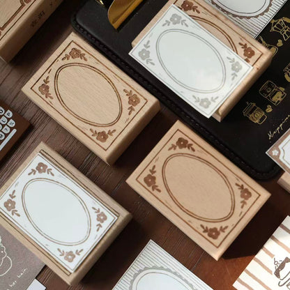 Beech  Retro Border Series Stamp base Retro Wooden Notebook Rubber Stamp