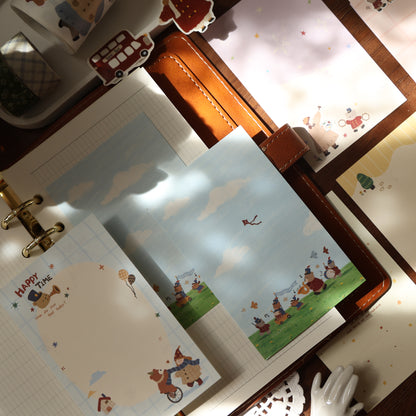 Little Bear Party theme light retro M5 series double-sided printing for dual-use sticky notes