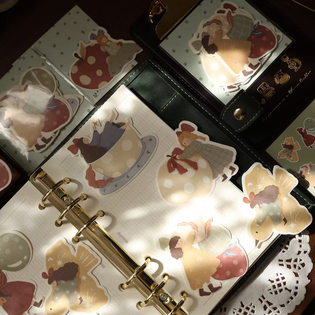 Soft and cute theme light retro handbook sticky notes no glue