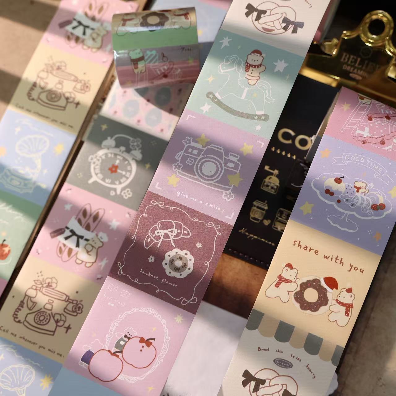 Sweet Dream Star Letter tear note roll with backing paper can be written Light retro Handbook materials