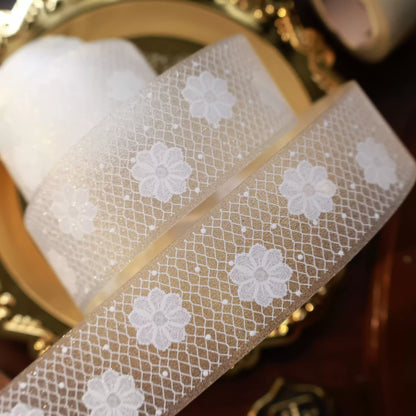 Plain white lace Light retro base tape handbook material PET washi tape