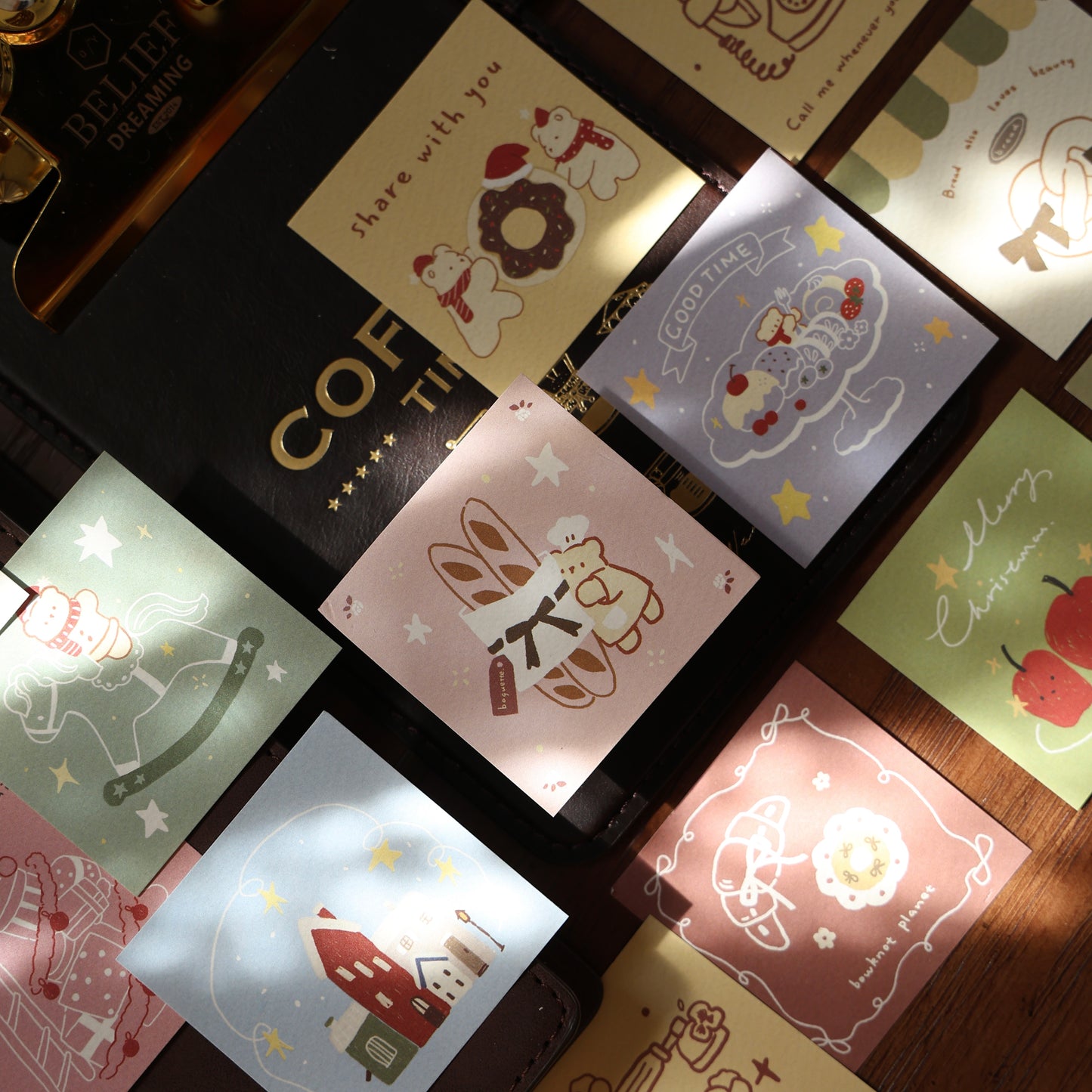 Memories of Time theme light retro handbook sticky notes no glue