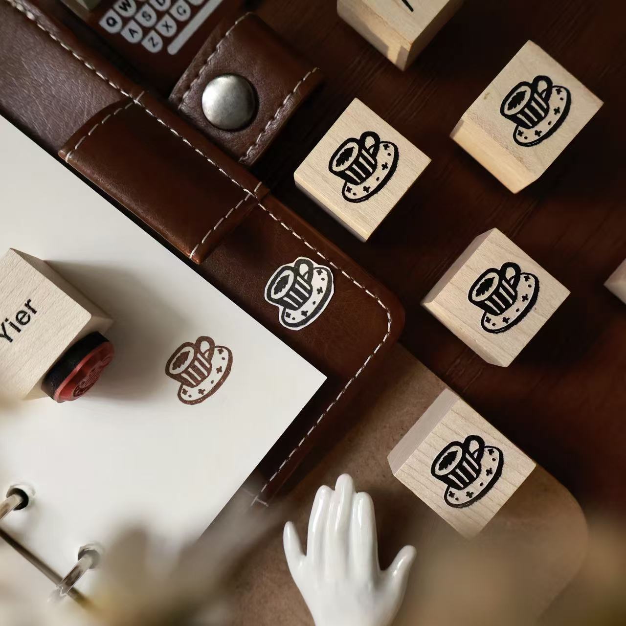 Maple upgraded  Small items Stamp base Retro Wooden Notebook Rubber Stamp