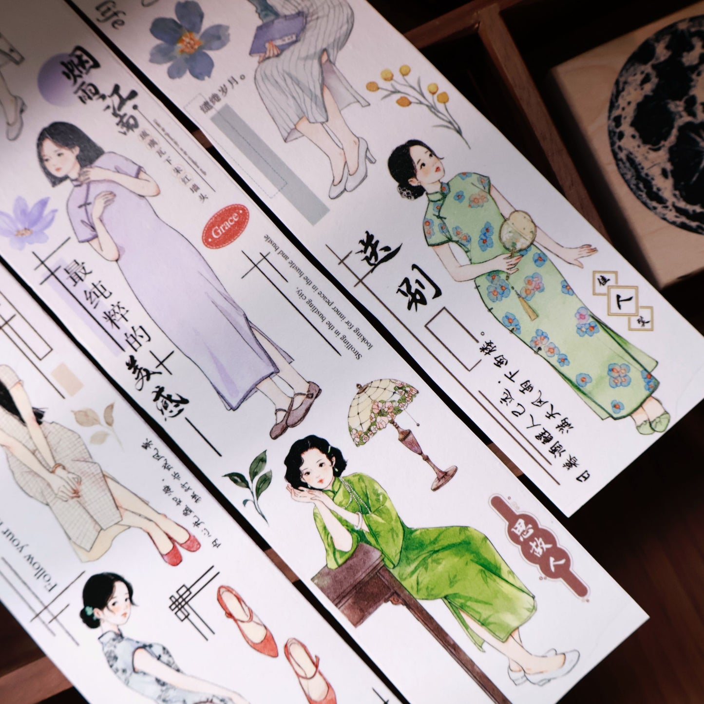 Ancient style cheongsam girl character Retro PET and Washi Paper Tape