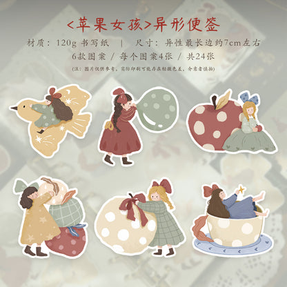 Soft and cute theme light retro handbook sticky notes no glue