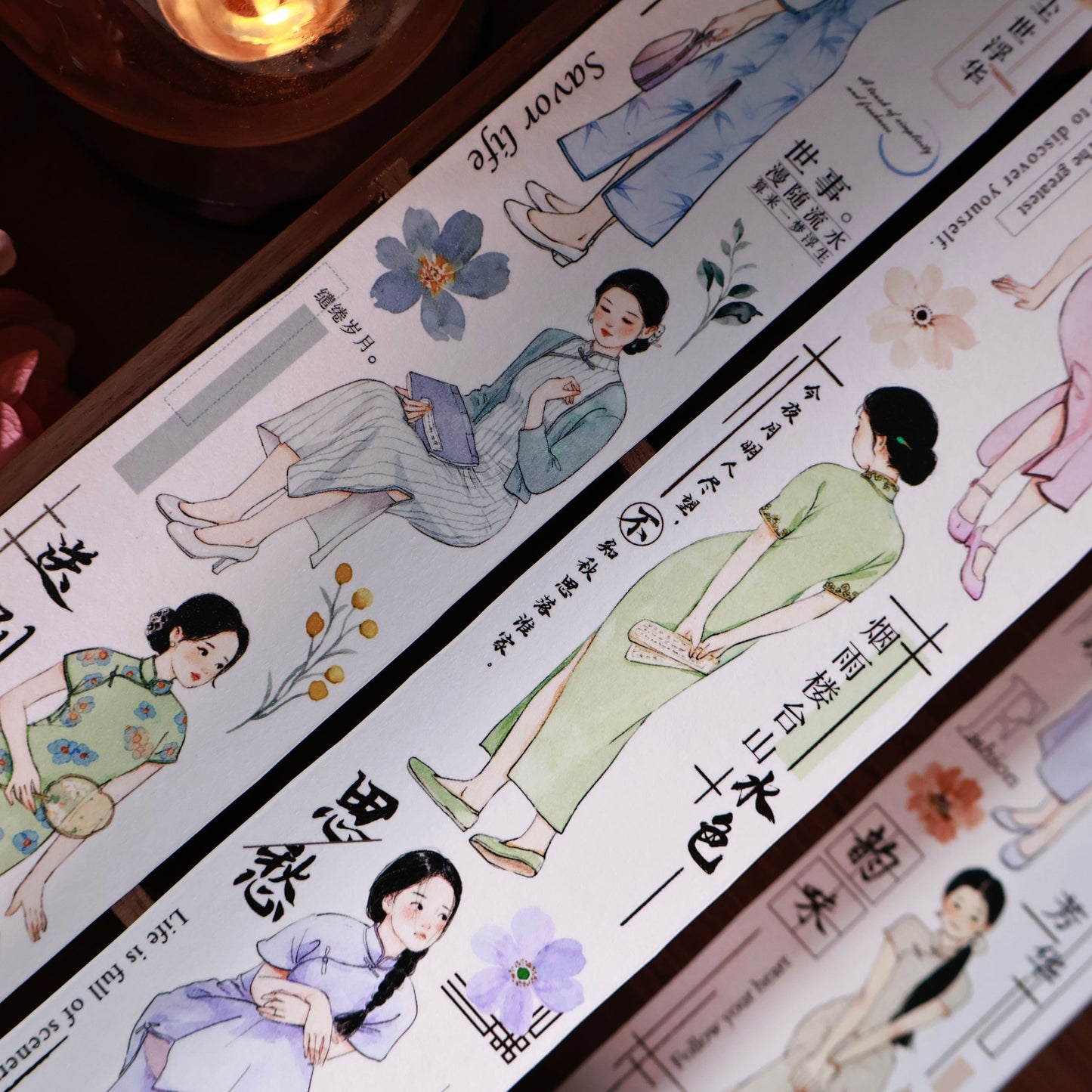 Ancient style cheongsam girl character Retro PET and Washi Paper Tape