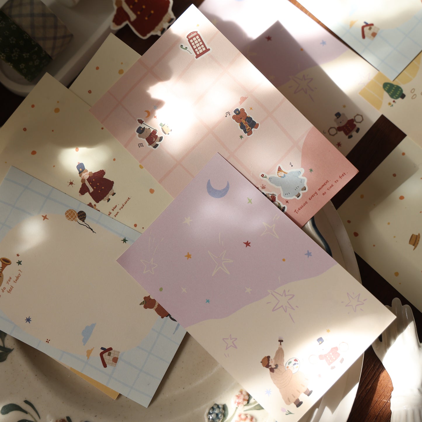 Little Bear Party theme light retro M5 series double-sided printing for dual-use sticky notes