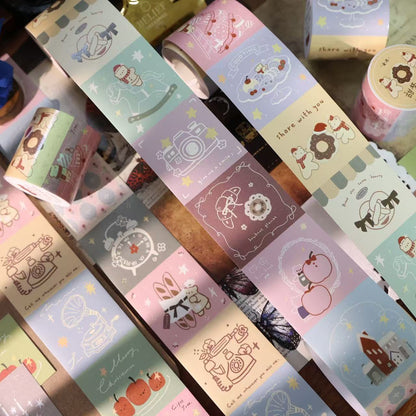 Sweet Dream Star Letter tear note roll with backing paper can be written Light retro Handbook materials