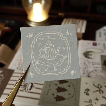 Retro fairy tale tear note roll with backing paper can be written Light retro Handbook materials