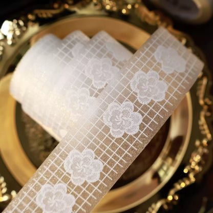 Plain white lace Light retro base tape handbook material PET washi tape