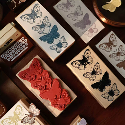 Maple upgraded Ink Butterfly Stamp base Retro Wooden Notebook Rubber Stamp