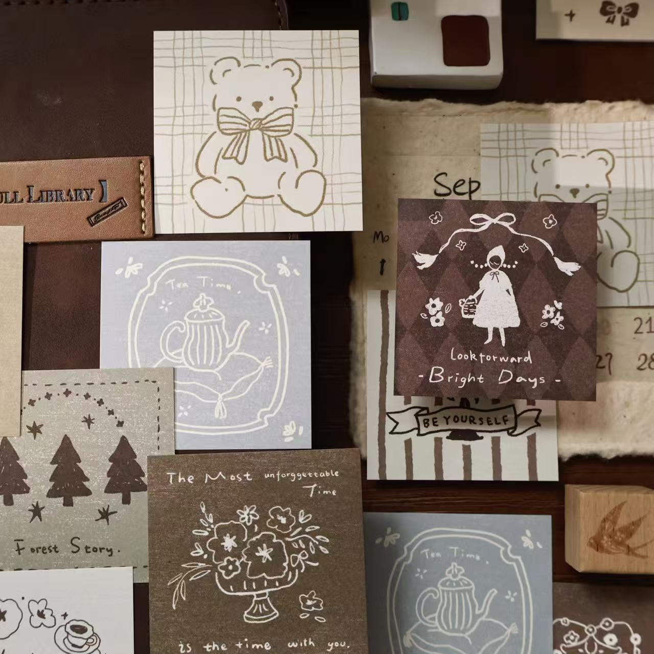 Retro fairy tales and Flower traces theme light retro handbook sticky notes no glue