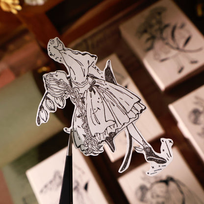 Maple upgraded Flower and girl seal base Retro Wooden Notebook Rubber Stamp