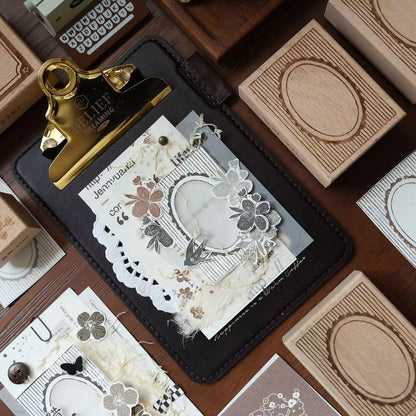 Beech  Retro Border Series Stamp base Retro Wooden Notebook Rubber Stamp