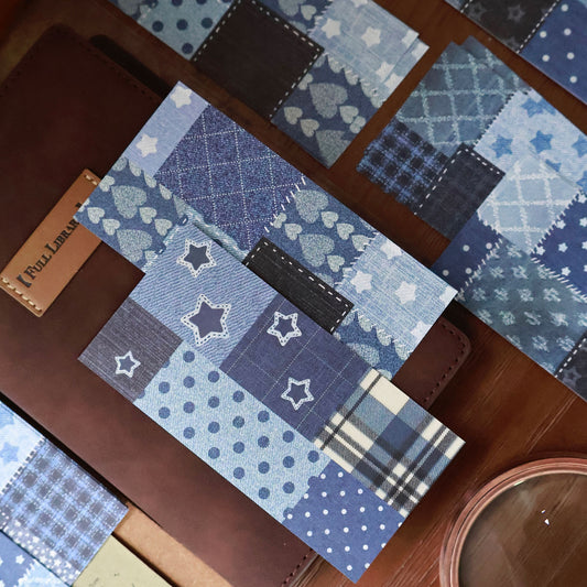 Patchwork denim theme light retro handbook sticky notes no glue