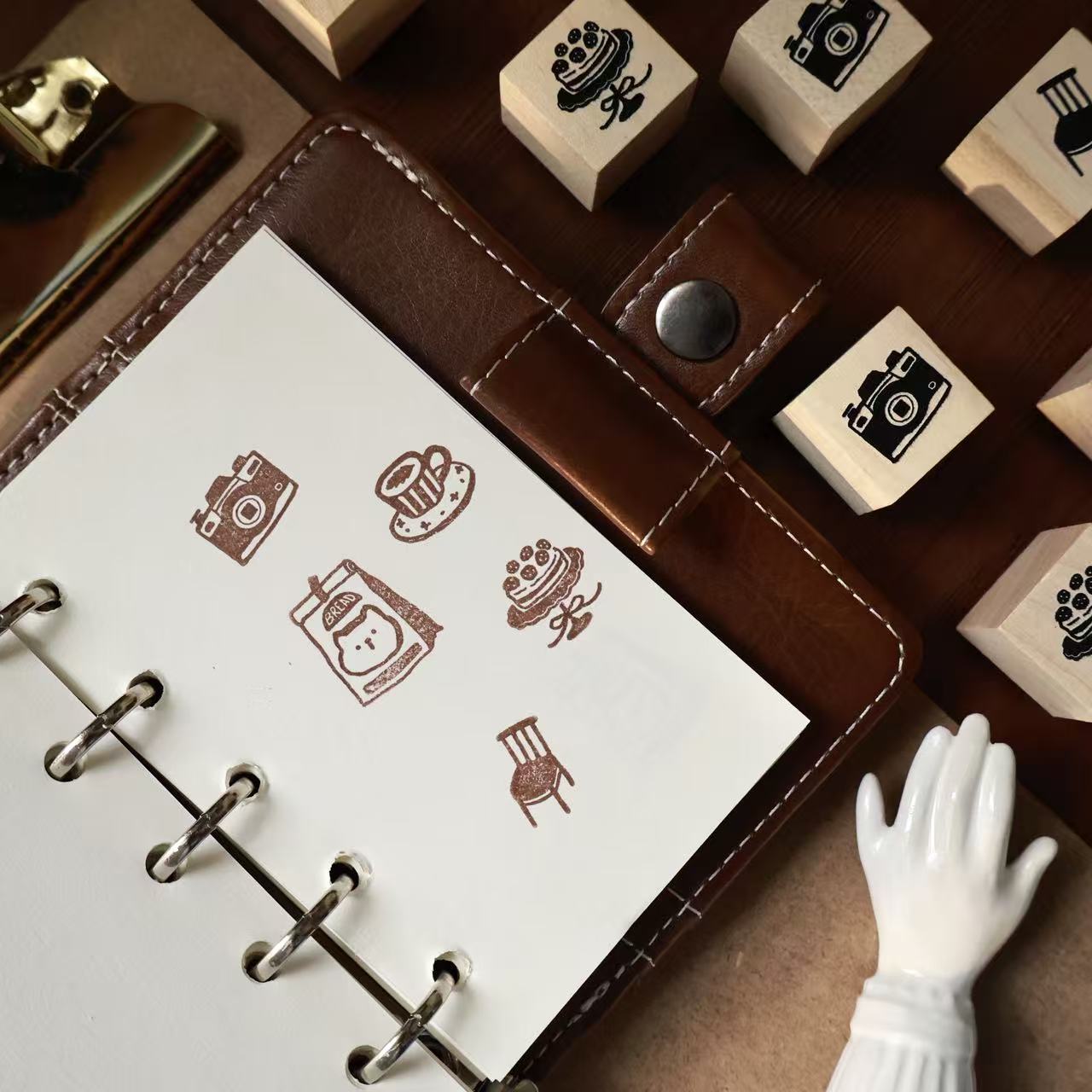 Maple upgraded  Small items Stamp base Retro Wooden Notebook Rubber Stamp