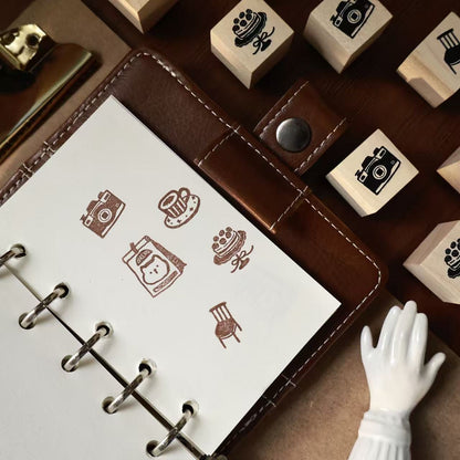 Maple upgraded  Small items Stamp base Retro Wooden Notebook Rubber Stamp