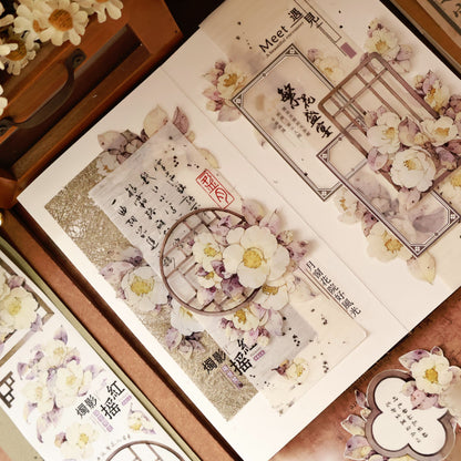 Sparse shadows on the window vintage flower PET and Washi tape