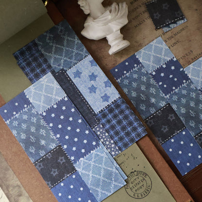 Patchwork denim theme light retro handbook sticky notes no glue