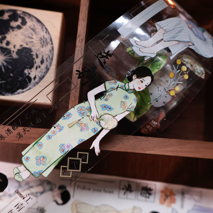 Ancient style cheongsam girl character Retro PET and Washi Paper Tape